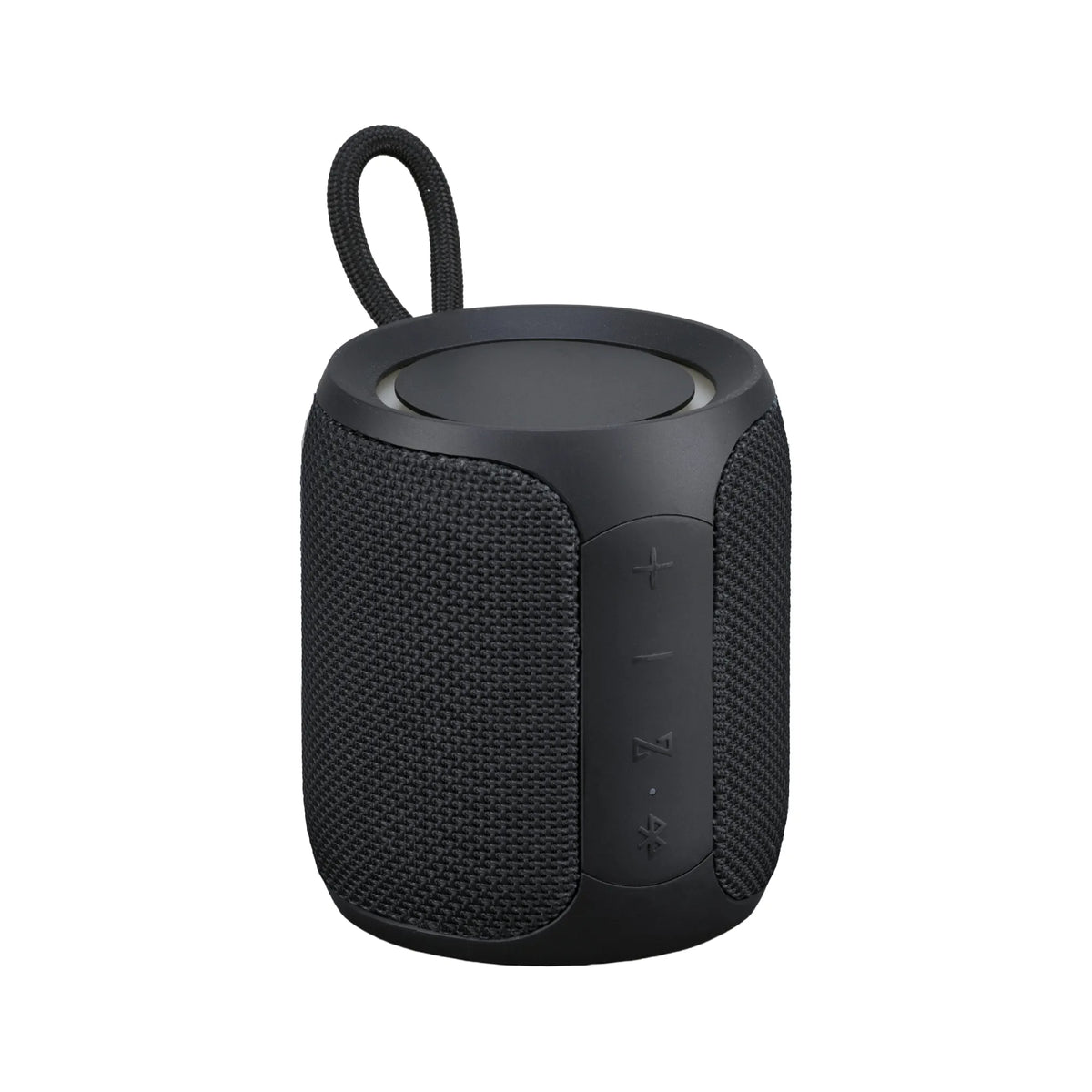 Sylinterimäinen musta Expediton-Bluetooth-kaiutin, jossa on kantokahva ja toiston ohjauspainikkeet sivussa.