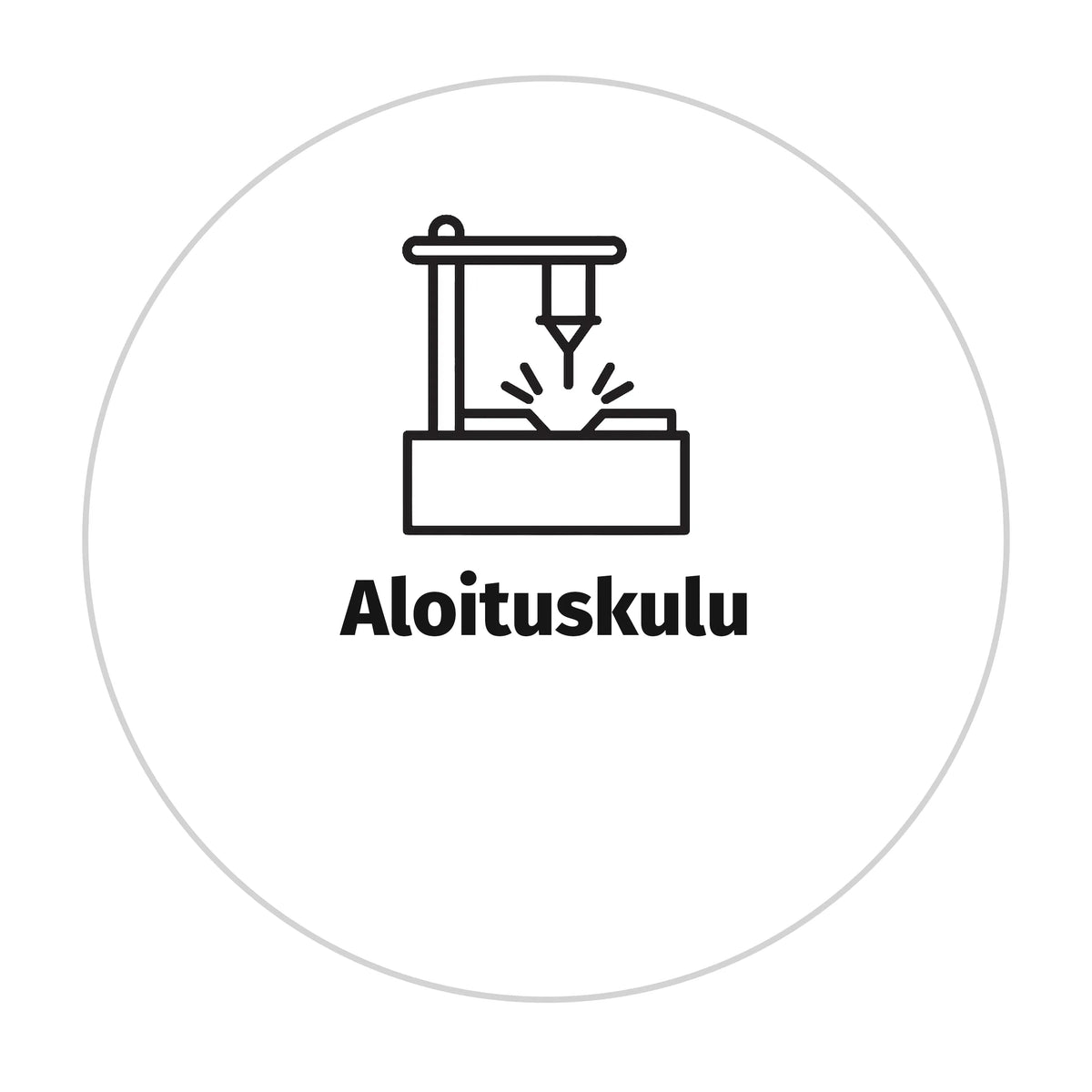 Lasermerkintäkoneen kuvake, jonka alla lukee Aloituskulu – Lasermerkkaus.